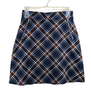 Le Lis Stitch Fix Mini Skirt Blue Multicolor Plaid Size Small Dark Academia